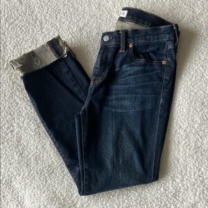 Madewell Alley Straight Leg Dark Indigo Jeans with Raw Hem